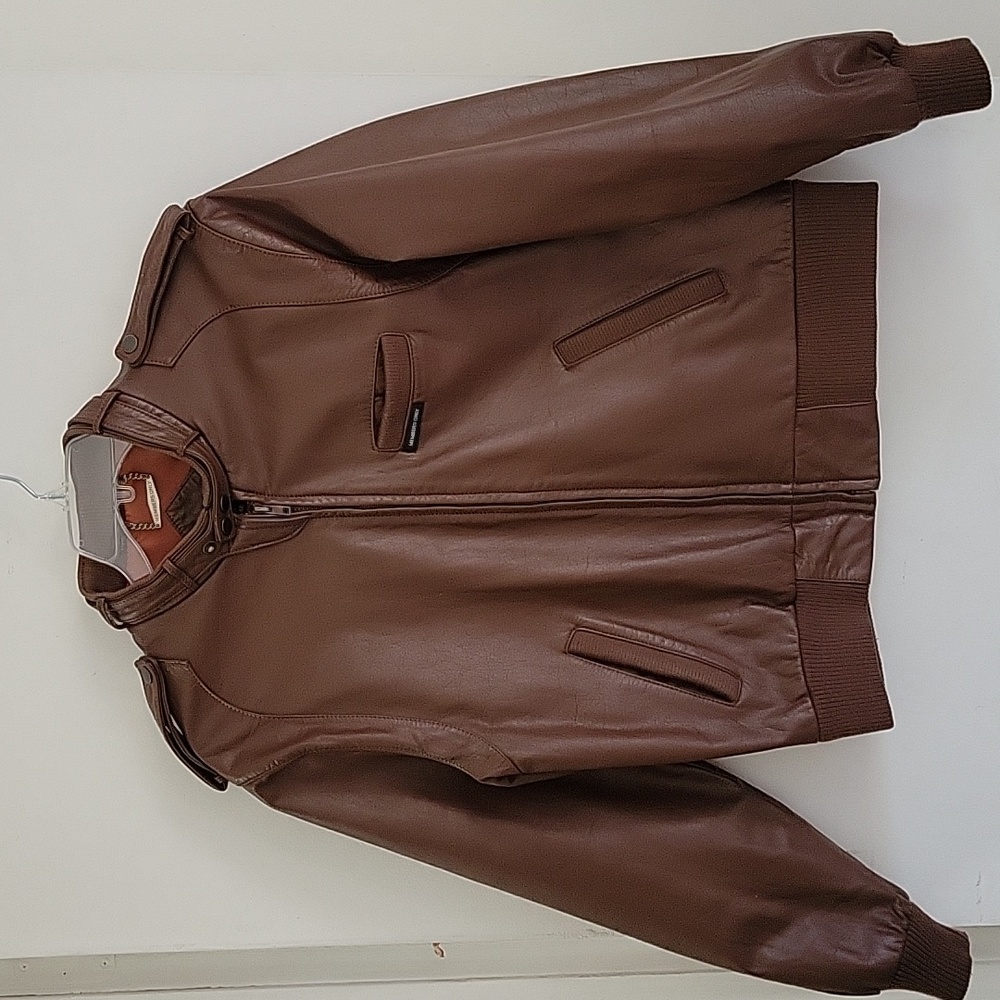 1980's Vintage Brown Members Only Genuine Leather Jacket Sz 42